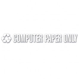 Recycling-Label Block-Letter Decal, "Computer Paper Only", 22 x 1, White