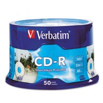 CD-R Discs, 700MB/80min, 52x, Spindle, Silver, 50/Pack