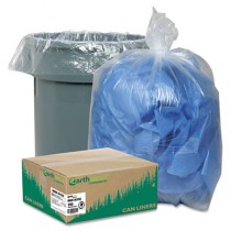 Clear Recycled Can Liners, 40-45gal, 1.5mil, Clear