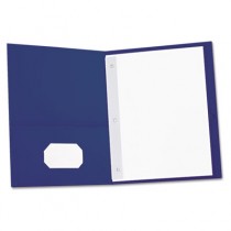Two-Pocket Portfolios w/Tang Fasteners, 11 x 8-1/2, Dark Blue, 25/Box