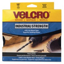 Industrial Strength Sticky-Back Hook and Loop Fasteners, 2" x 15 ft. Roll, Black