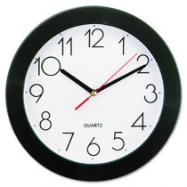 Round Wall Clock, 9-3/4in, Black