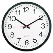 Round Wall Clock, 11-1/2 in, Black