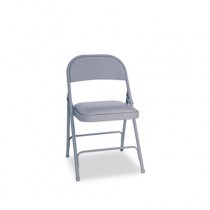 Steel Folding Chair w/Padded Seat, Light Gray, 4/Carton