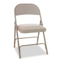 Steel Folding Chair w/Padded Seat, Tan, 4/Carton
