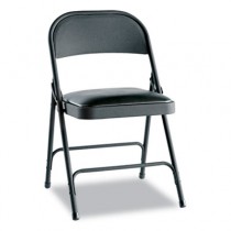 Steel Folding Chair w/Padded Seat, Graphite, 4/Carton