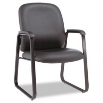 Genaro Guest Chair, Black Leather, Sled Base