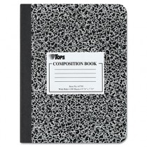 Composition Book w/Hard Cover, Wide Rule, 9-3/4 x 7-1/2, White, 100 Sheets/Pad