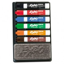 Dry Erase Marker & Organizer Kit, Chisel Tip, Assorted, 6/Set