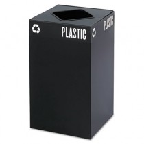 Public Square Recycling Container, Square, Steel, 25 gal, Black