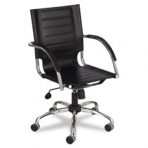 Flaunt Series Mid-Back Manager's Chair, Black Leather/Chrome