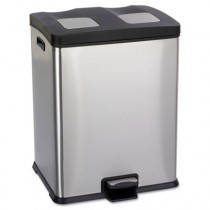 Right-Size Recycling Station, Rectangular, Steel/Plastic, 15 gal, Stainless/Blk