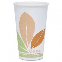 Bare PLA Hot Cups, White w/Leaf Design, 16 oz.
