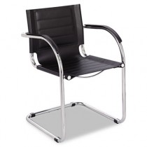Flaunt Series Guest Chair, Black Leather/Chrome