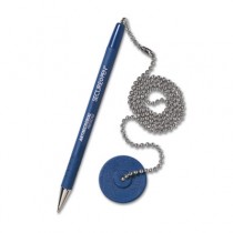 Secure-A-Pen Ballpoint Counter Pen with Base, Blue Ink, Medium