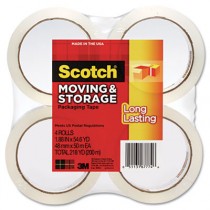 Moving & Storage Tape, 1.88" x 54.6 yards, 3" Core, Clear, 4 Rolls/Pack