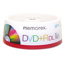 Dual-Layer DVD+R Discs, 8.5GB, 25/Pack