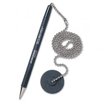 Secure-A-Pen Ballpoint Counter Pen with Base, Black Ink, Medium