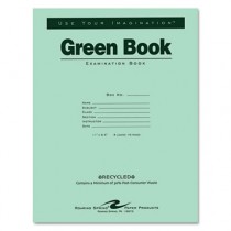Green Books Exam Books, Stapled, Wide Rule,11 x 8 1/2, 8 Sheets/16 Pages