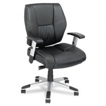 Napoleon Petite Mid-Back Swivel/Tilt Leather Chair, Black/Chrome