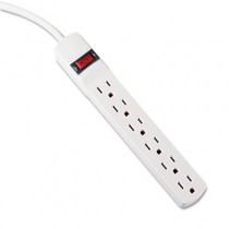 Six-Outlet Power Strip, 6-Foot Cord, 1-15/16 x 10-3/16 x 1-3/16, Ivory