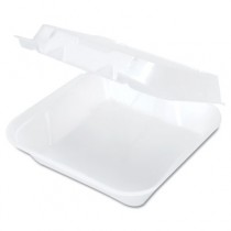 Snap-It Vented Foam Hinged Container, White, 8-1/4 x 8 x 3, 100/Bag