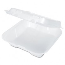 Snap-It Vented Foam Hinged Container, White, 9-1/4 x 9-1/4 x 3, 100/Bag