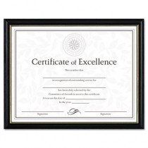 Two-Tone Document/Diploma Frame, Wood, 8-1/2 x 11, Black w/Gold Leaf Trim