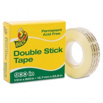 Permanent Double-Stick Tape, 1/2" x 900", 1" Core, Clear