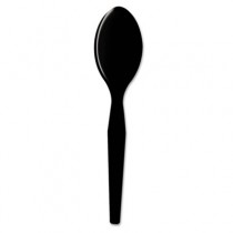 Plastic Tableware, Heavy Mediumweight Teaspoons, Black