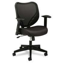 VL551 Mid-Back Swivel/Tilt Chair, Fabric Seat, Mesh Back, Black
