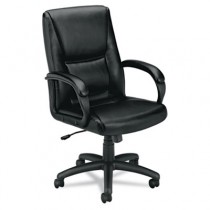 VL161 Executive Mid-Back Chair, Black Leather