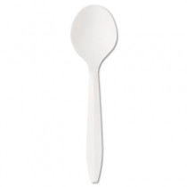 Mediumweight Polypropylene Cutlery, Soup Spoon, White