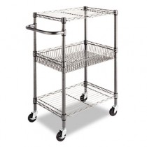 Three-Tier Wire Rolling Cart, 28w x 16d x 39h, Black Anthracite