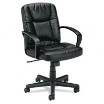 VL171 Executive Mid-Back Chair, Black Leather