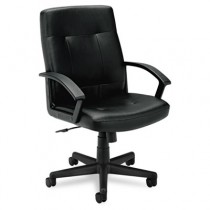 VL602 Managerial Mid-Back Chair, Black Leather
