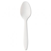 Mediumweight Polypropylene Cutlery, Teaspoon, White