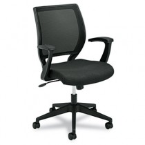 VL521 Mid-Back Work Chair, Mesh Back, Fabric Seat, Black