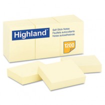 Self-Stick Pads, 1-1/2 x 2, Yellow, 100 Sheets/Pad, 12 Pads/Pack
