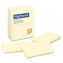 Self-Stick Pads, 3 x 5, Yellow, 100 Sheets/Pad, 12 Pads/Pack