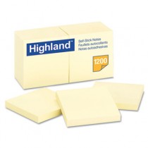 Self-Stick Pads, 3 x 3, Yellow, 100 Sheets/Pad, 12 Pads/Pack