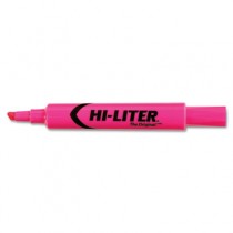 Desk Style Highlighter, Chisel Tip, Fluorescent Pink Ink, 12/Pk