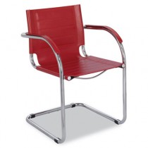 Flaunt Series Guest Chair, Red Leather/Chrome