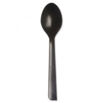 100% Recycled Content Cutlery, Spoon, 6", Black