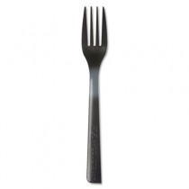 100% Recycled Content Cutlery, Fork, 6", Black
