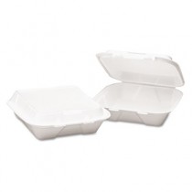 Snap-it Foam Hinged Lid Containers, 3-Comp, 9.25 x 9.25 x 3, White