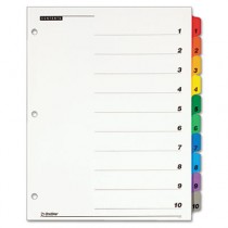 Traditional OneStep Index System, 10-Tab, 1-10, Letter, Assorted, 10/Set