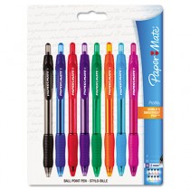 Profile Ballpoint Retractable Pen, Assorted Ink, Bold, 8 per Set