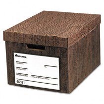 Heavy-Duty Storage Box, Letter/Legal, Fiberboard, Woodgrain, 12/Carton