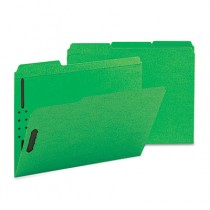 Folders, Two Fasteners, 1/3 Cut Assorted Top Tab, Letter, Green, 50/Box
